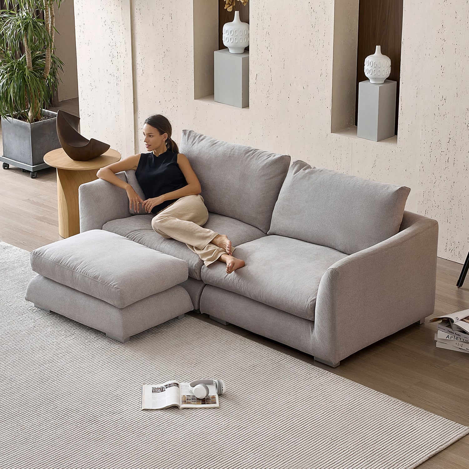 Feathers Sofa + Ottoman - Image 47
